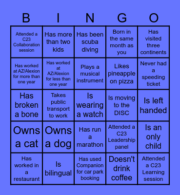 C23 Icebreaker Bingo Card