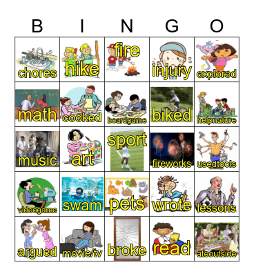 Summer Break Bingo Card