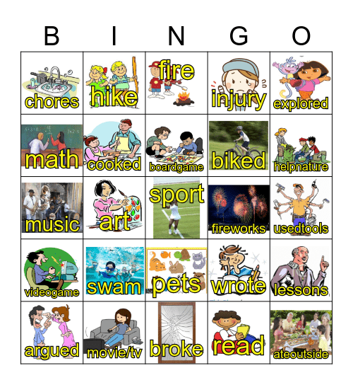 Summer Break Bingo Card