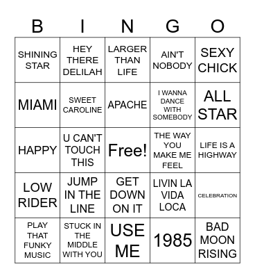 MISC. HITS COVER ALL Bingo Card