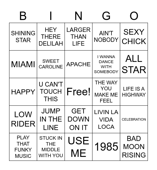 MISC. HITS COVER ALL Bingo Card