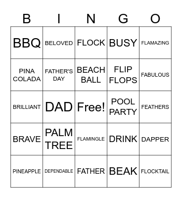 FATHER'S DAY FLAMINGO BINGO Card