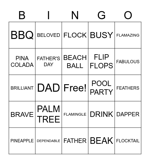 FATHER'S DAY FLAMINGO BINGO Card