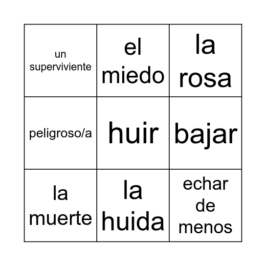 Nadia en ninguna parte Bingo Card