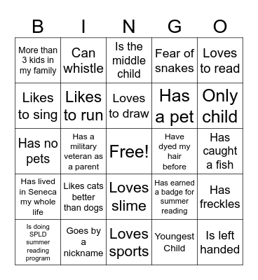TAB get to know you BINGO Card