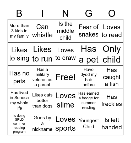 TAB get to know you BINGO Card