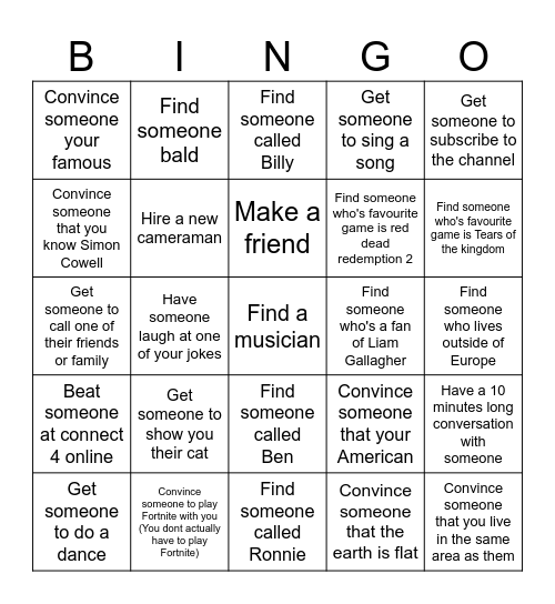 Omegle Bingo Card