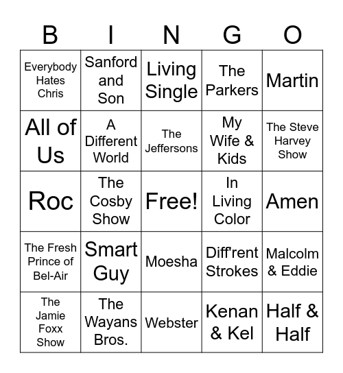 Best Black TV Shows of All Time Bingo Card