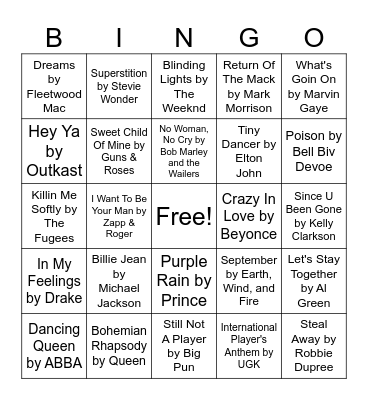 Music BINGO Card