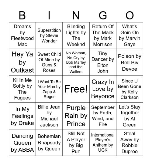 Music BINGO Card
