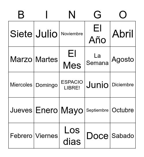 Calendario Bingo Card