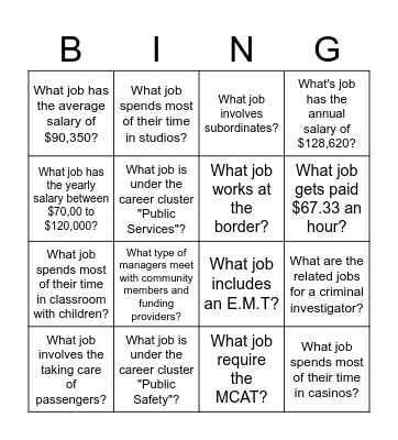 Find the Career Bingo! Bingo Card