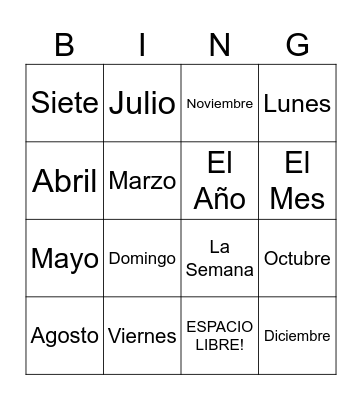 Calendario Bingo Card