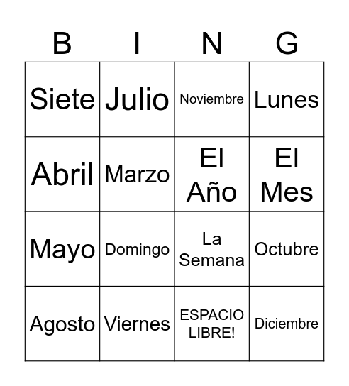 Calendario Bingo Card
