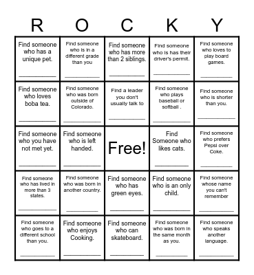 Find Someone Who... Bingo Card