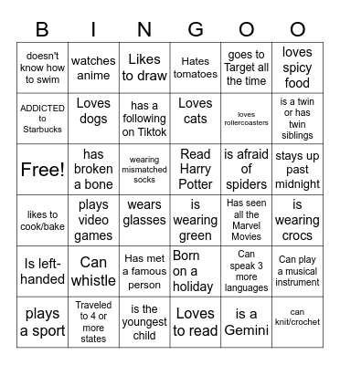 Find Someone Who... Bingo Card