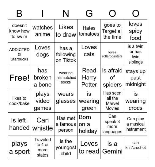 Find Someone Who... Bingo Card