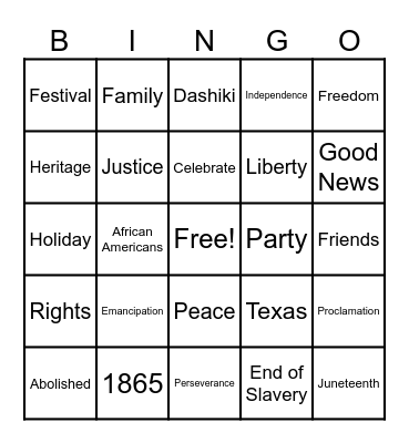 Juneteenth Bingo Card