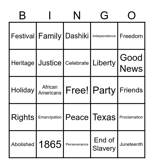 Juneteenth Bingo Card