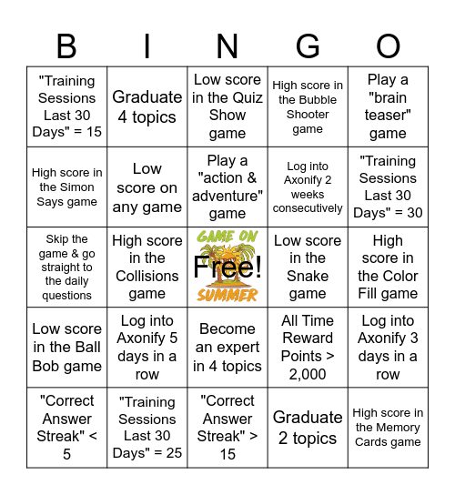 Axonify Bingo!! Bingo Card