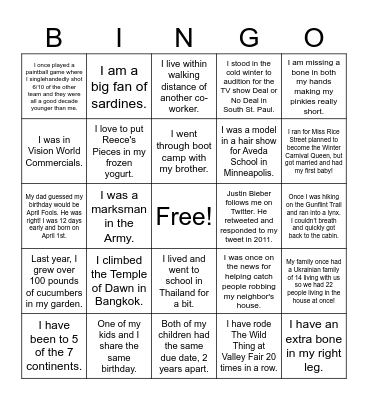 NSP People BINGO! Bingo Card