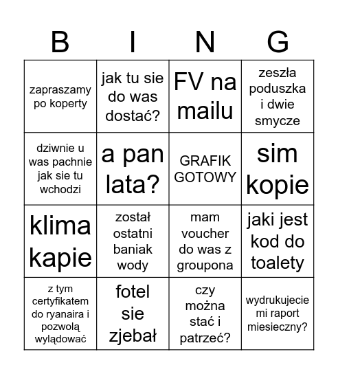 SimPoint Bingo Card