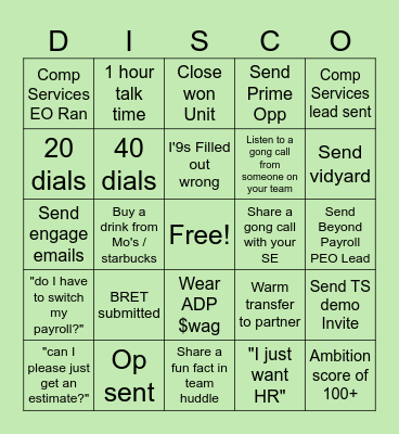 HRO END OF YEAR BINGO! Bingo Card