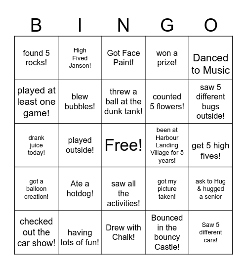 Harbour Landing Village 5th Anniversary Bingo Card