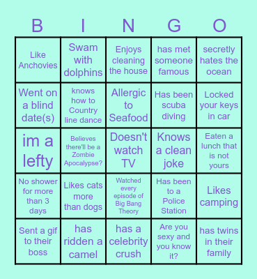 Get to know you 2023 Bingo Card