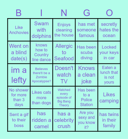 Get to know you 2023 Bingo Card