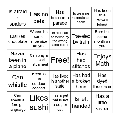 Find someone who... Bingo Card