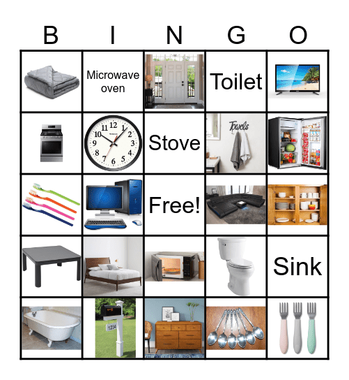 Household Items Bingo Card