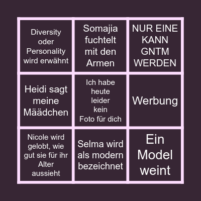 GNTM FINALE 2023 Bingo Card