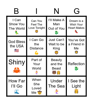 Disney! Bingo Card