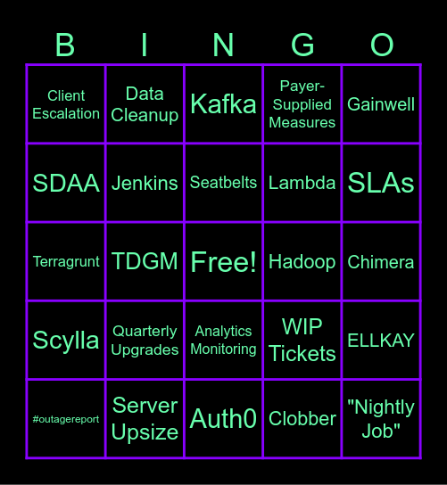 Arcadia's Enemies Bingo Card