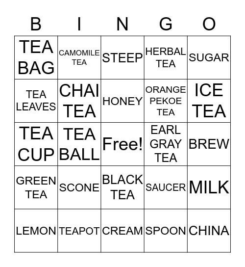 TEA PARTY BINGO Card