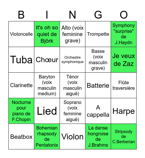 Bingo révision 6e Bingo Card