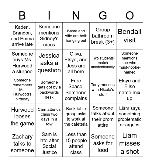 AVID FINAL BINGO Card