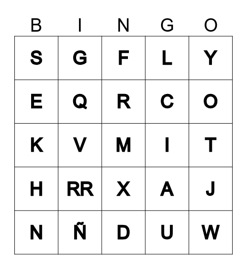ABC Bingo Card