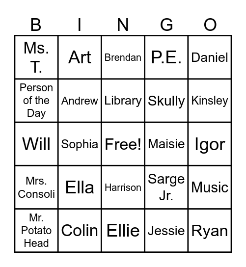 2C Bingo! Bingo Card