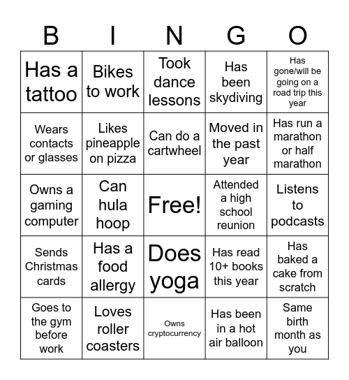 Staff Fun Day Bingo! Bingo Card