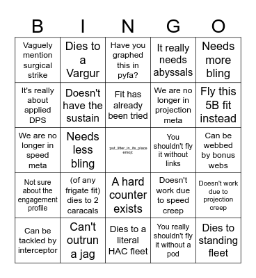 Smugposting about other people's fits Bingo Card