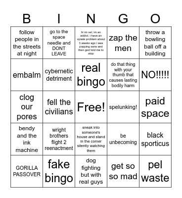 Bingo Sheet 1 Bingo Card