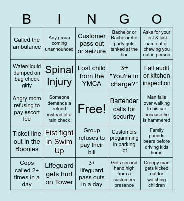 Wild Water West Bingo Card