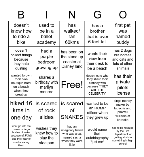 Who/'s... Bingo Card