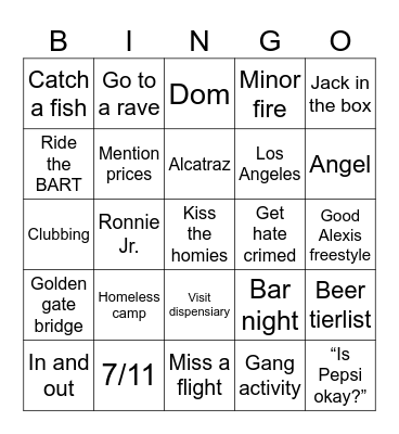 San Jose 2023 Bingo Card