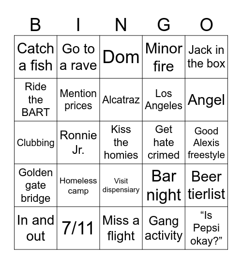 San Jose 2023 Bingo Card