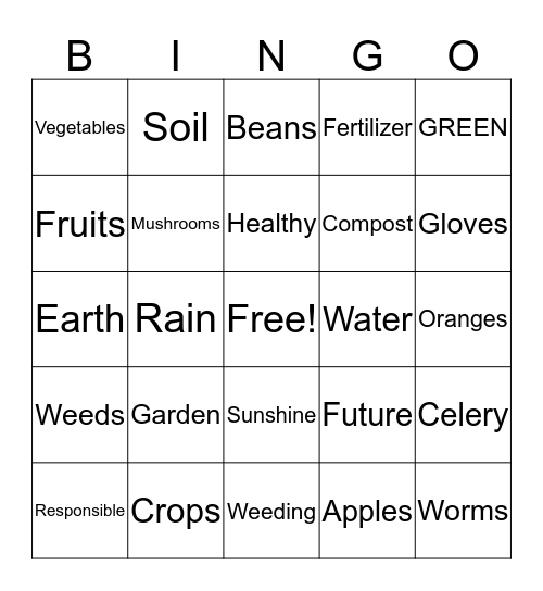 GREEN EVENT Bingo Card