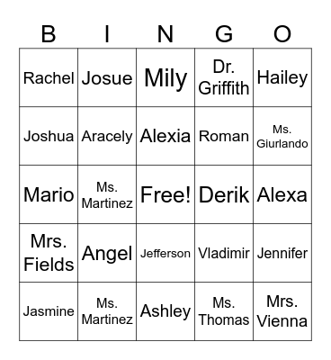 4th Grade Bingo! Bingo Card