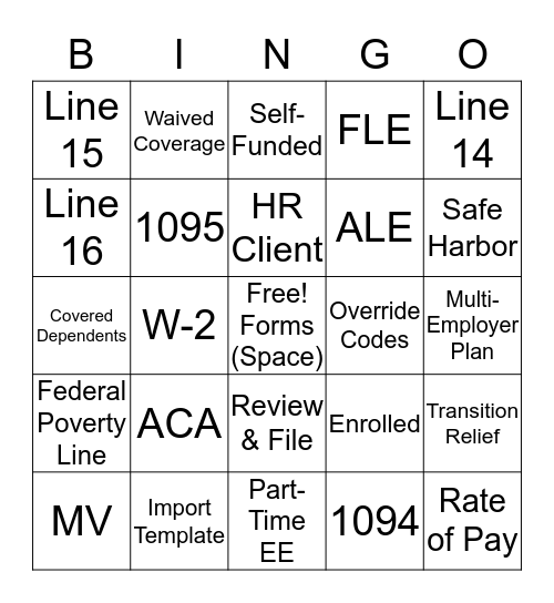 ACA Bingo Card
